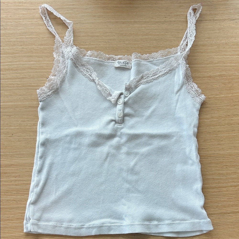 Brandy Melville White Lace Trim Tank Top